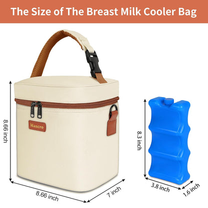 Mancro Breastmilk Cooler Bag with Ice Pack, Fits 6 Baby Bottles Up to 9 Ounce Insulated Baby Bottle Bag, Breast Milk Cooler on The go with Strap, Bottle Storage Bag for Nursing Mom Daycare, Black
