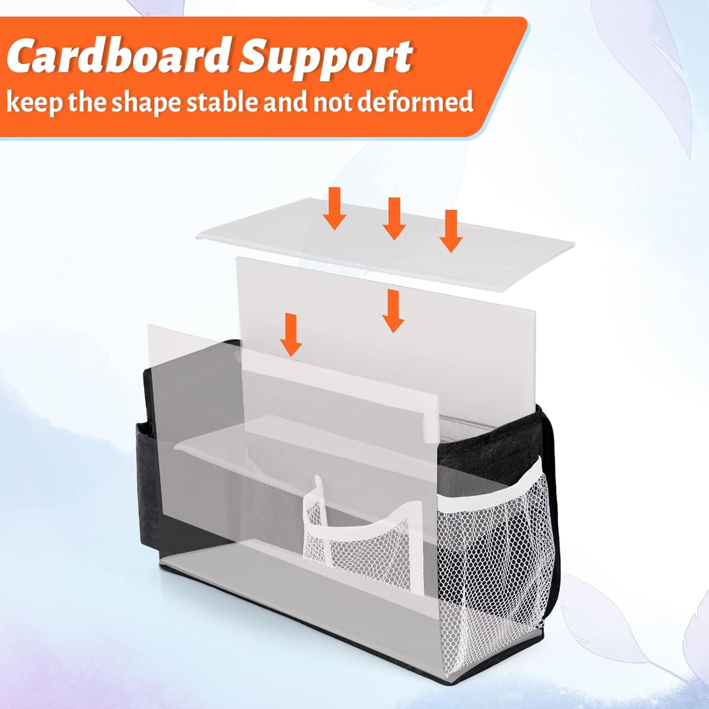 Loghot Bedside Caddy/Bedside Storage Bag Hanging Organizer for Bunk and Hospital Beds,Dorm Rooms Bed Rails,Can be Placed Glasses,Books,Mobile Phones,Keys (White)