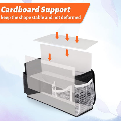 Loghot Bedside Caddy/Bedside Storage Bag Hanging Organizer for Bunk and Hospital Beds,Dorm Rooms Bed Rails,Can be Placed Glasses,Books,Mobile Phones,Keys (White)