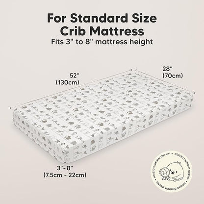 KeaBabies 2-Pack Organic Crib Sheets for Boys, Girls - 52x28 Fitted Crib Mattress Sheet Neutral, Breathable Jersey Cotton Cover for Baby Bed, Toddler Mattress, Soft & Cute Prints (Savannah)