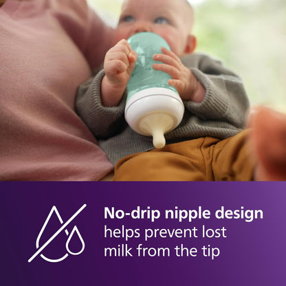 Philips Avent Natural Baby Bottles with Natural Response Nipples (Slow Flow, Flow 2), 4oz, 4-Pack, SCY900/04