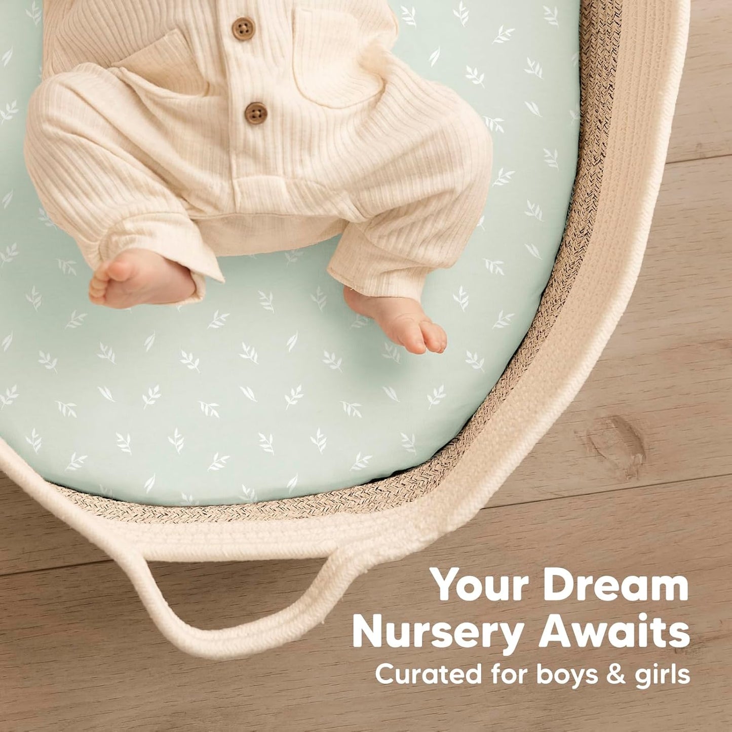 2-Pack Baby Bassinet Sheets Girl, Boy - 33x17 Viscose Derived from Bamboo Bedside Mattress Fitted Bassinet Sheets, Compatible with Halo Bassinest Swivel Sleeper, Baby Delight, Graco (Pecan)