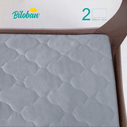 Pack and Play Sheets Mattress Pad Protector Fitted Waterproof Playard Mattress Cover, Compatible with Graco Pack n Play & Dream On Me & Pamo Babe, Playpen/Playard Sheet Quilted, Gray, 39" x 27"