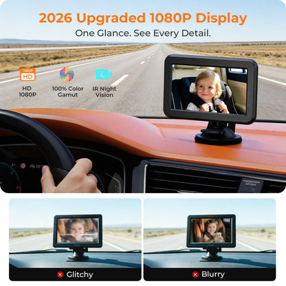 Itomoro 2026 Upgraded Baby Car Camera Monitor [1080P HD & IR Night Vision] 360° Rotation & 150° Wide Clear View Car Seat Camera for Baby Rear Facing, Easy Install & Baby Shower Must-Have