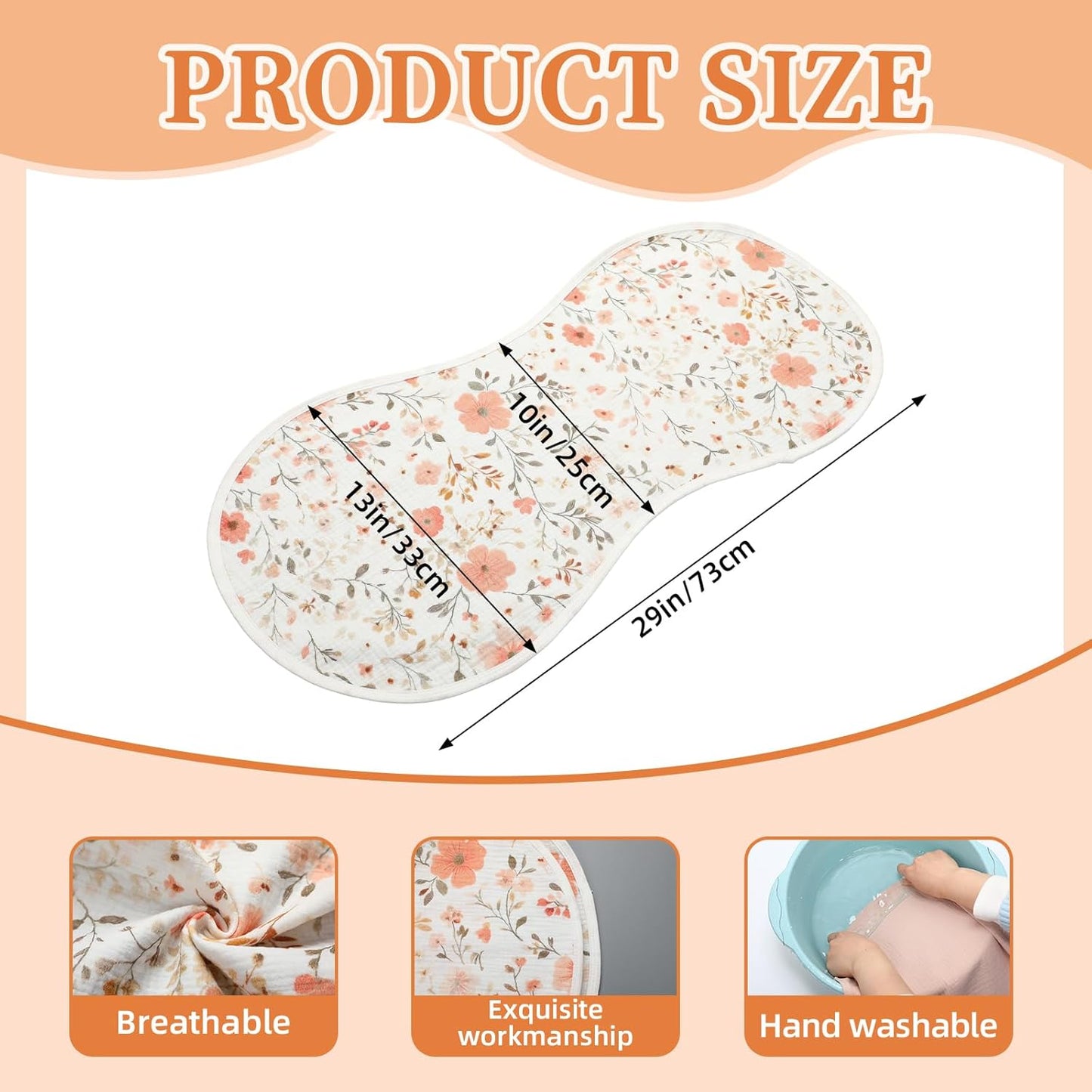 Hahafelt 3 Pcs Changing Pad Liners Fits in Peanut Shape Changing Pad Waterproof Diaper Mats Organic Cotton Peanut Mats are Warm on Baby's Back, Washable Reusable (Starry Style,Multicolor)