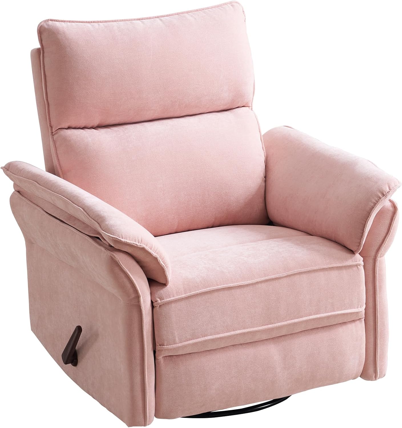 Oversized Glider Rocker Recliner, 26" Extra Wide 360° Swivel Nursery Recliner with Adjustable Headrest, Chenille Rocking Nursery Chair with Overstuffed Armrest, Lumbar Support, Light Grey