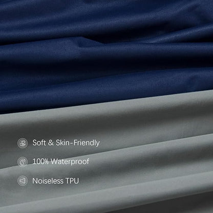 Crib Sheets Waterproof 2 Pack, Crib Mattress Protector, Toddler Fitted Crib Sheet Neutral, Ultra Soft & Breathable Toddler Bed Sheets for Boys and Girls, Grey & Navy