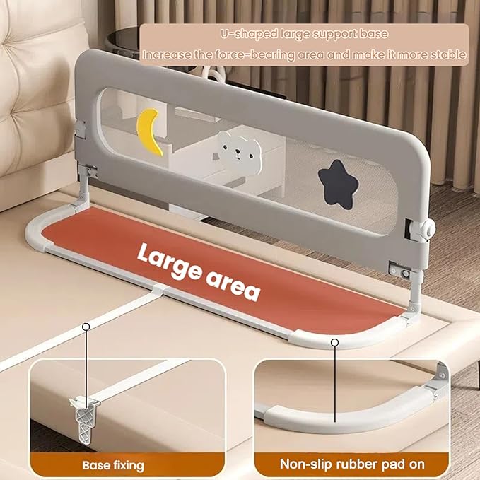 Bed Rail for Toddlers, Foldable Baby Bed Rail Guard, Adjustable, Safety, Convenient, Guard Rails with Twin, Full, Queen& King Size (Pink Patchwork, 71inch)