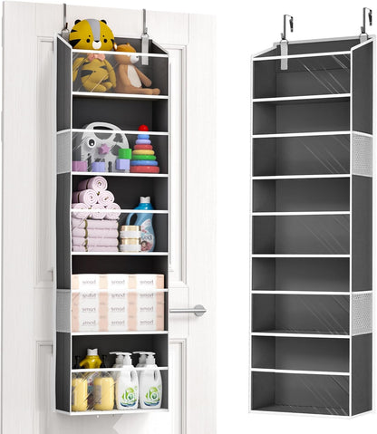 ULG Over The Door Organizer with 6 Large Pockets 12 Side Pockets, 50lbs Weight Capacity Door Hanging Organizer for Bedroom, Bathroom, Pantry, Nursery Storage, Beige