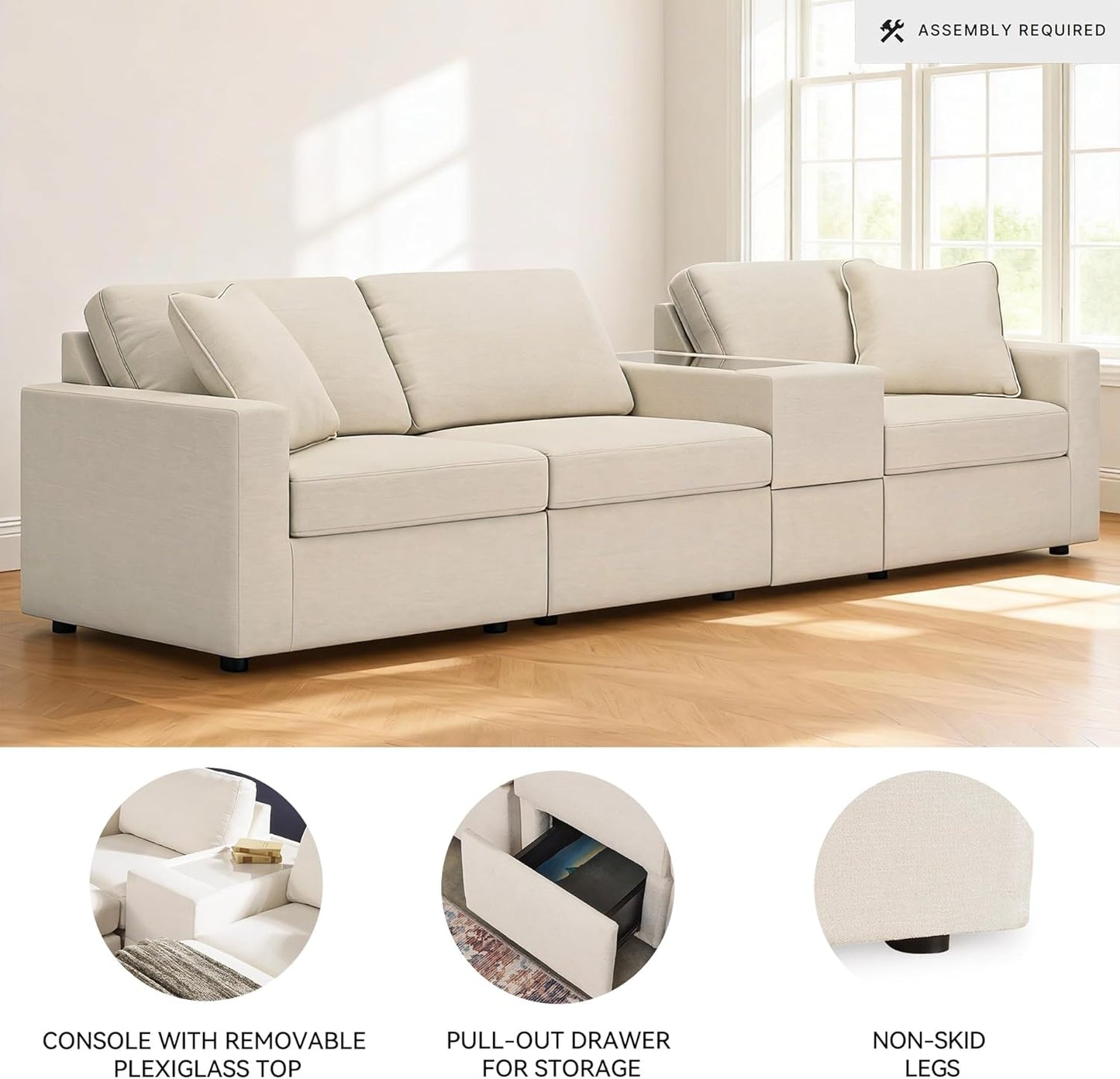 Signature Design by Ashley Modmax Coastal Press-Back Swivel Glider Rocker Recliner with Machine Washable Cover, Hidden Storage Compartments and 2 Bolster Pillows, Beige - Colors B