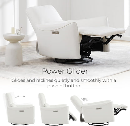 CHITA Power Recliner Chair Swivel Glider, FSC Certified Upholstered Living Room Nursery Reclining Sofa Chair with Lumbar Support, Linen