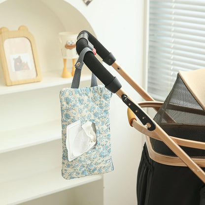 Quilted Baby Diaper and Wipes Pouch Portable Mommy Bag for Stroller Reusable Wipes Pouch with Lanyard for Casual Travel (Beige)