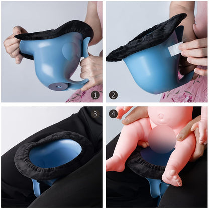 Newborn Baby Potty- the Diaper-Free Solution for Indoor & Outdoor Elimination Communication; Cute Fish Design (Grey)