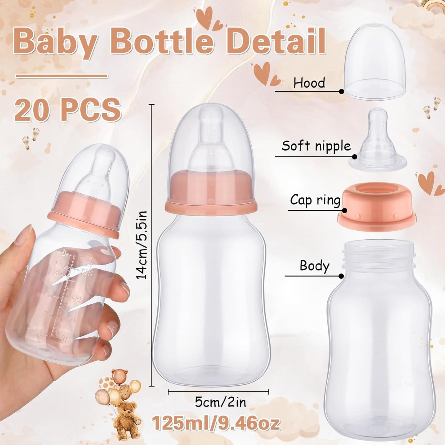 TrelaCo Bottle Chug Baby Shower Game 20 Pcs Baby Bottles Shower Favor with 1 Greenery Theme Sign for Gender Reveal Party Supplies Gifts(Green)
