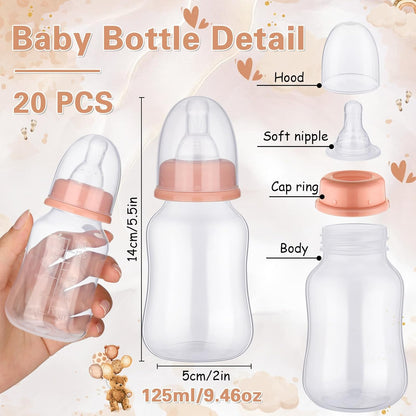 TrelaCo Bottle Chug Baby Shower Game 20 Pcs Baby Bottles Shower Favor with 1 Greenery Theme Sign for Gender Reveal Party Supplies Gifts(Green)