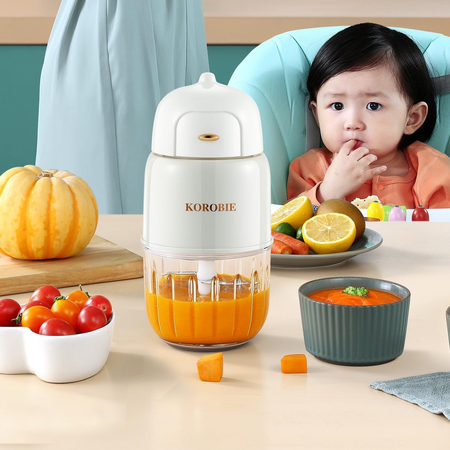 Baby Food Maker - Mini, White; Baby Food Processor for Fresh & Nutritious Meals; Blends Fruits, Veggies, Meats; Easy to Use & Clean; BPA-Free, Dishwasher Safe