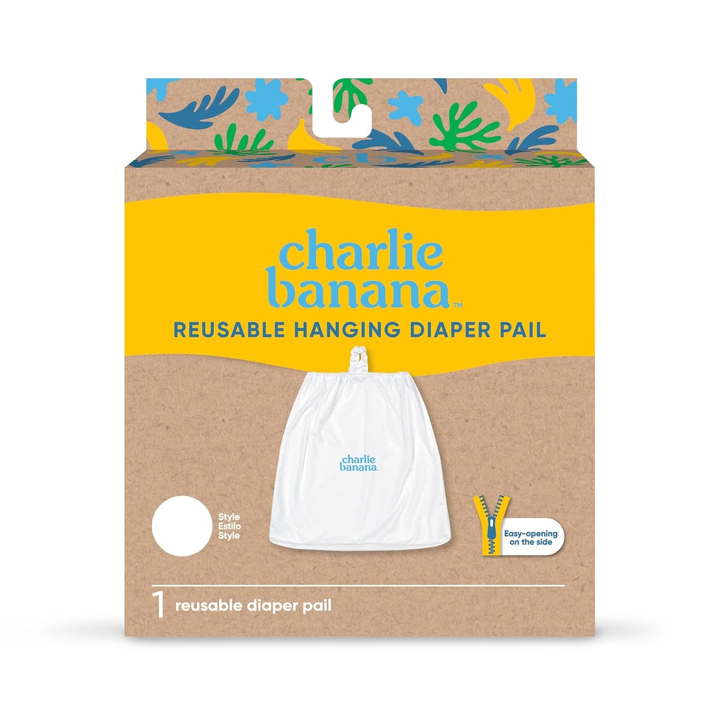 CHARLIE BANANA Reusable and Washable Cloth Diaper Wet Bag, Waterproof Hanging Diaper Pail and Laundry Bag, Yellow