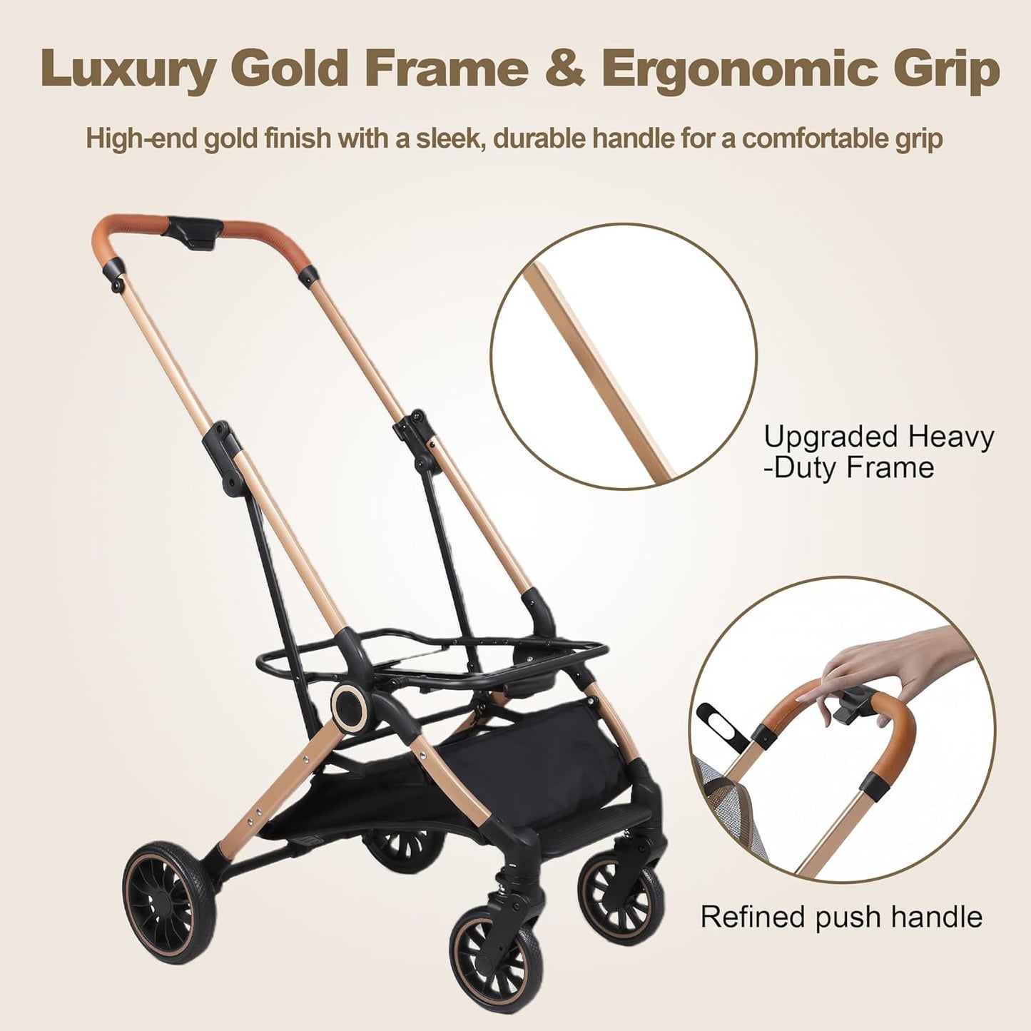 Premium Dog Stroller for Small & Medium Dogs, 6 in 1 Luxury Foldable Pet Stroller with Detachable Carrier, Travel Cat Stroller with 360° Rotating Wheels, Detachable Pet Car Seat, Black