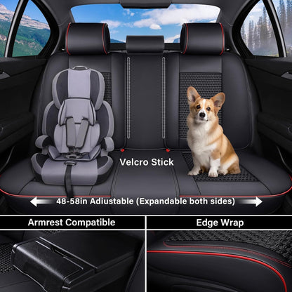 Coverado Leather Seat Covers for Car, Waterproof Car Seat Covers Full Set, 2 in 1 Conversions Car Seat Cover Protector Car Accessories Universal Fit for Most Cars SUVs and Trucks Beige