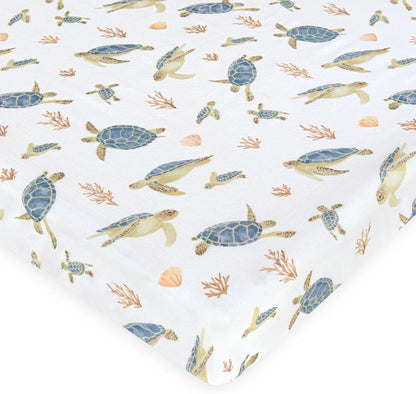 LifeTree Crib Sheets for Baby Unisex - Muslin Fitted Crib Sheets Toddler Bed Sheet, 70% Viscose from Bamboo and 30% Cotton, Fits Mini Crib & Pack and Play Playard, Bear, 26in x 38in