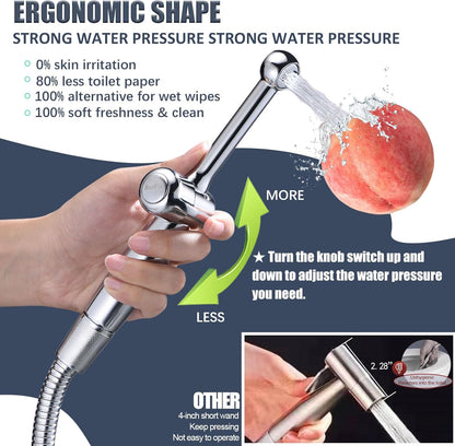 SonTiy Handheld Bidet Sprayer for Toilet, White Cloth Diaper Toilet Sprayer Attachment with Backflow Preventer, Adjustable Water Pressure Toilet Jet Spray for Feminine Wash