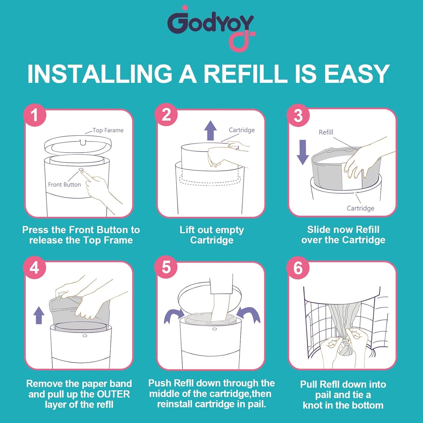 Refills Compatible with DEKOR Plus Diaper Pail Refill Bags| 8 Pack| Super Powerful Odor Eliminator Extra Thick Diaper Pail Bags| Each Holds up to 6032 Diapers| Fresh Lemon Scent| Easy to Replace