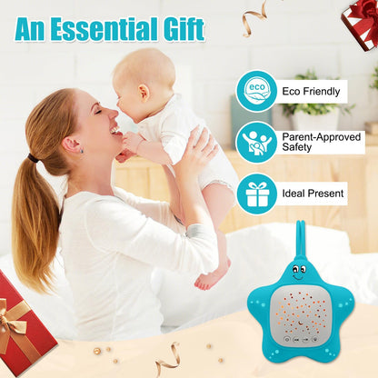 Portable White Noise Machine for Baby | Sleep Aid Music Lullaby Sound Machine with Star Projector for Nursery, Home, Travel | Gift for Infants, Toddlers, Kids