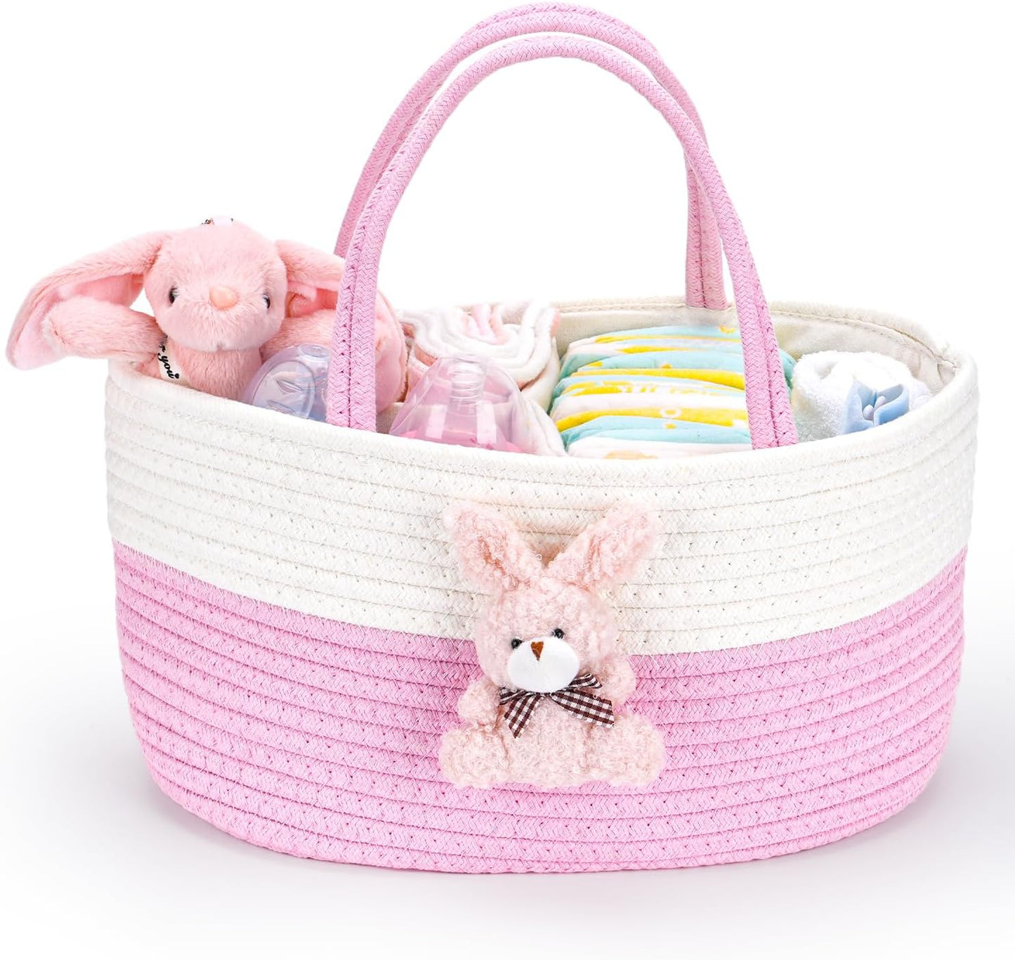 Baby Diaper Caddy- With Removable Dividers, Nursery Storage Bin and Car Organizer,Boy & Girl Shower Gift Basket,Portable Organizer,Nursery Essentials-Rainbow Purple