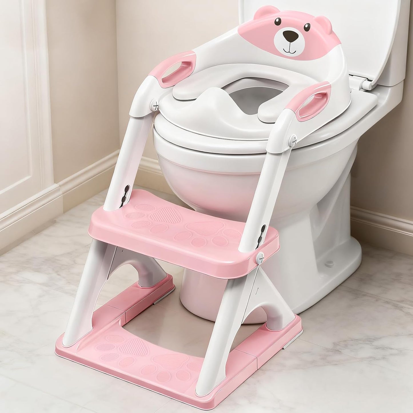 Potty Training Seat, SKYROKU Upgrade Toddler Toilet Seat for Kids Boys Girls, 2 in 1 Potty Training Toilet, Splash Guard Anti-Slip Pad Step Stool,New Sector-Shape Stabilized Base (8899+Grey)