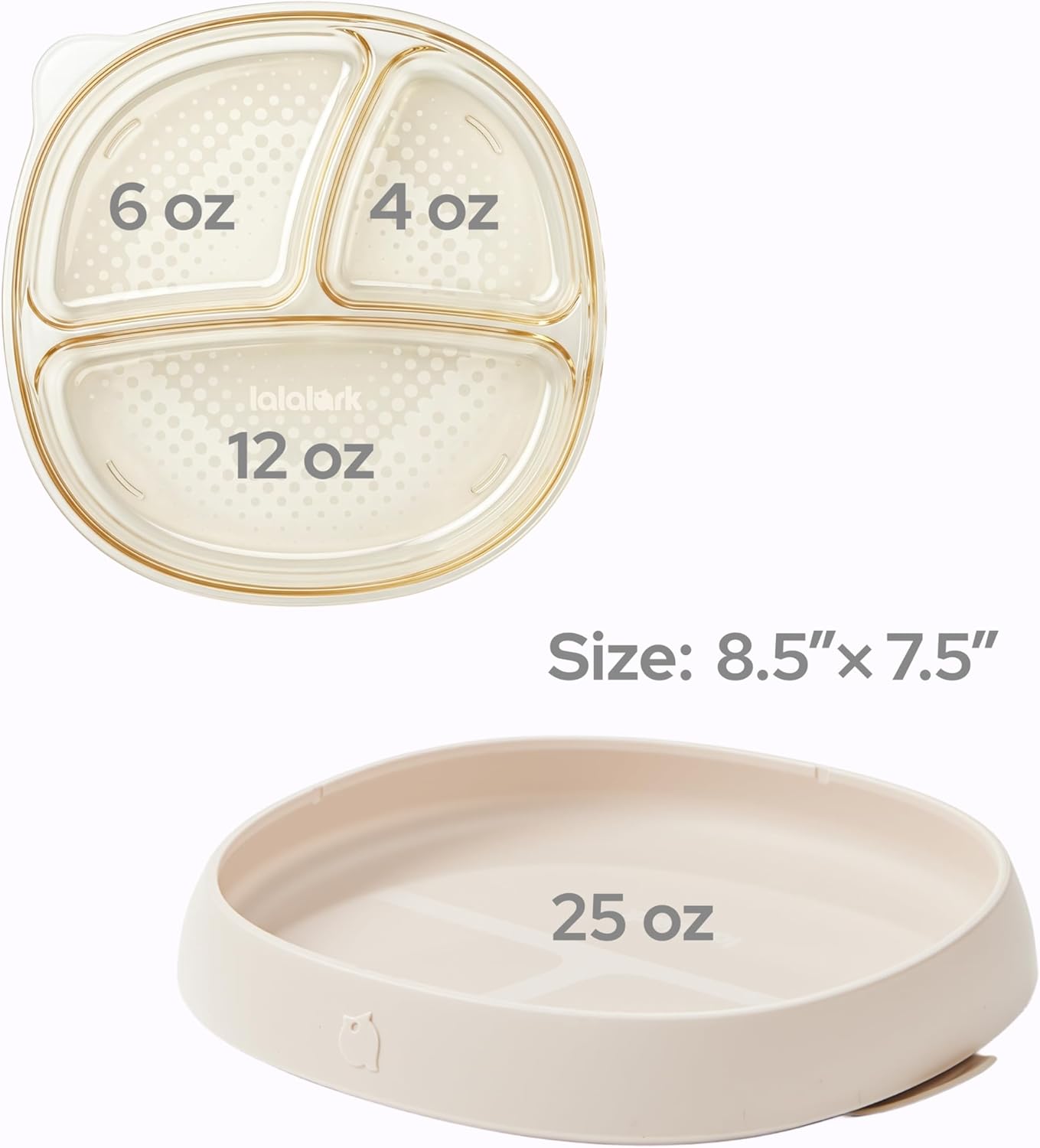 3-in-1 Baby Suction Plates for Toddlers 6-36 Months - Premium Bottle-Grade PPSU Silicone Divided Dishes, Stage-Based Self-Feeding Supplies, BPA Free Stain & Odor Resistant, Microwave Dishwasher Safe