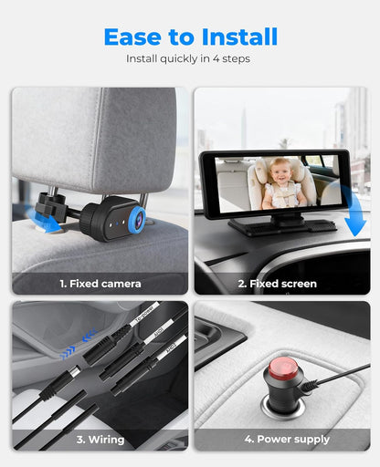 LUCKVIEW BM5PRO 7.2" Dual Camera Baby Monitor, 1080P HD Display for 2 Kids, Night Vision, Easy Install Car Baby Monitor, Ideal Gift, Rear Seat Safety for Babies & Pets