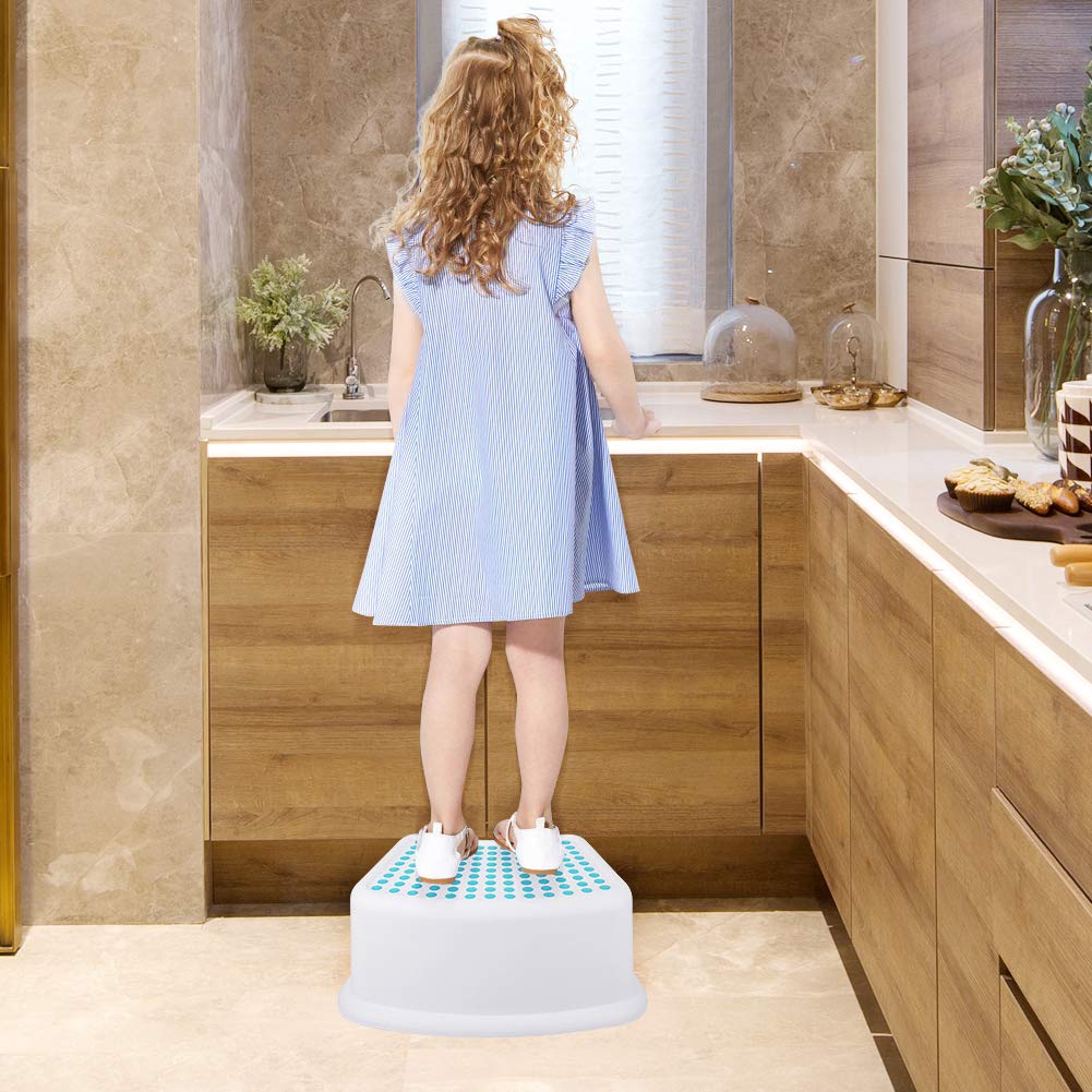Step Stool for Kids (2 Pack), Toddlers Stool for Potty Training, Bathroom, Kitchen, Bedroom, Toy Room and Living Room. Toilet Stools with Soft Anti-Slip Grips for Safety, Stackable (Grey)