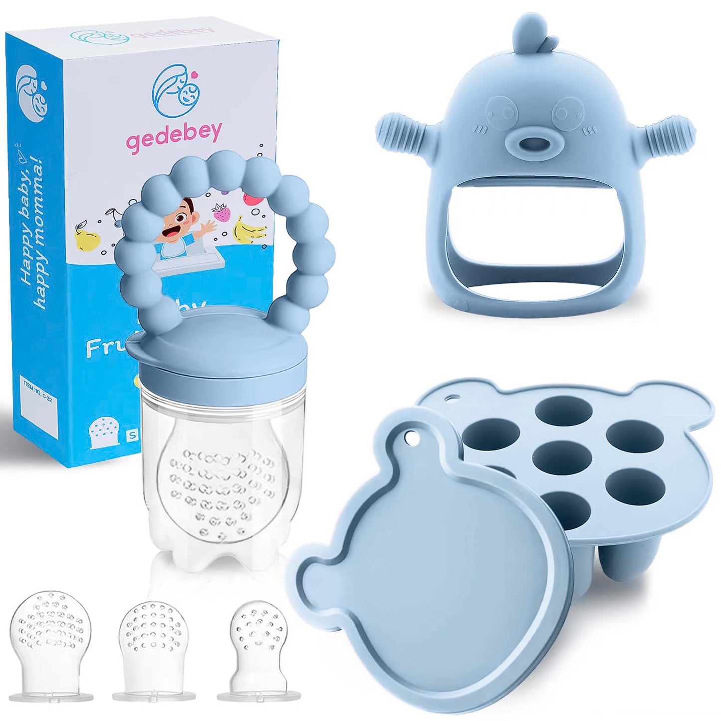 3-in-1 Baby Food & Fruit Feeder Set – Breastmilk Popsicle Mold with Freezer Tray, Teething Relief Toy, BPA Free Infant Silicone Feeding Combo, 3 Bonus Sizes (S/M/L) Sacs (Olive Green)