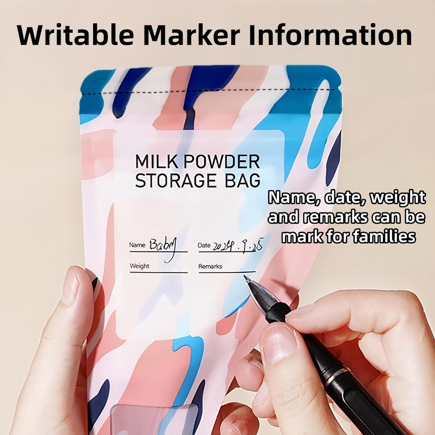30 Pack 3.94x7.87 inch Writable Bulk Disposable Powder Bags for Travel Sample Dispenser Baby Formula Storage Container Transparent Window Portable Protein Powder Leakproof Pouches