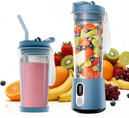 Portable Blender for Smoothies Electric Juicer - Freshly Juices Milk shakes and Baby food Small Portable Blender with 300W Motor Mini Mixer with Extra Lid Suitable for Outdoor Sports Travel