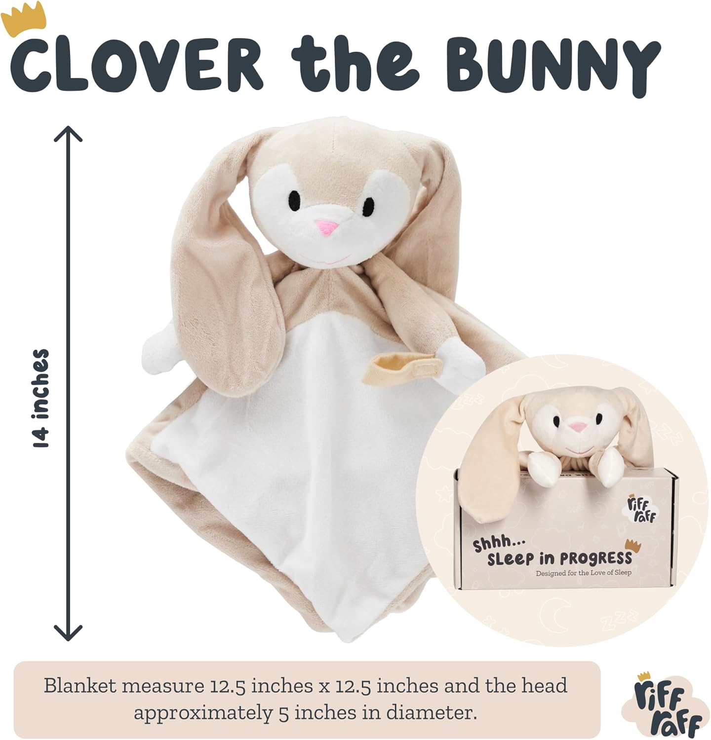 Riff Raff Baby Sleep Toy Soother - Musical Plush Fox with White Noise & Lullaby - Lovey Security Blanket for Newborns & Infants