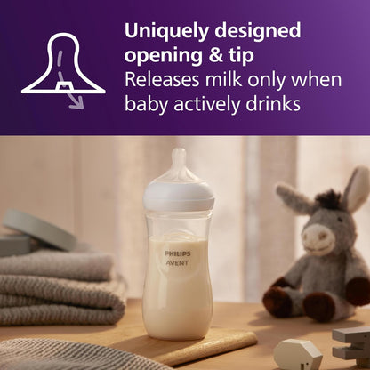 Philips Avent Natural Baby Bottles with Natural Response Nipples (Slow Flow, Flow 2), 4oz, 4-Pack, SCY900/04