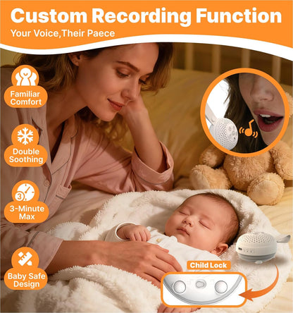 Hmusic Portable White Noise Machine with Voice Recording - 16 Soothing Sounds Sleep Machine, 20-60H Battery, 3-Level Night Light | 3 Timers Sleep Aid for Adults & Babies