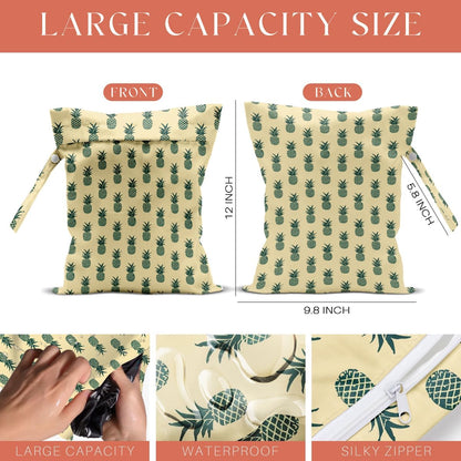 4 Pack Cute Fruit Wet Bag Waterproof Washable Reusable Wet Dry Bag for Swimsuit Dirty Clothes Cloth Diaper Travel Beach Pool Yoga Gym Toiletries Travel Beach Essentials Watermelon Avocado Banana