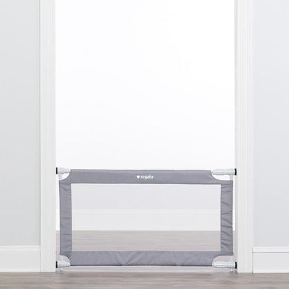 Regalo Safety 27.5-50” Extra Wide Mesh Baby Gate for Doorways & Hallways, Expandable Pressure Mounted Baby Gate for Toddlers & Pets, Includes Rubber Bumpers, Gray