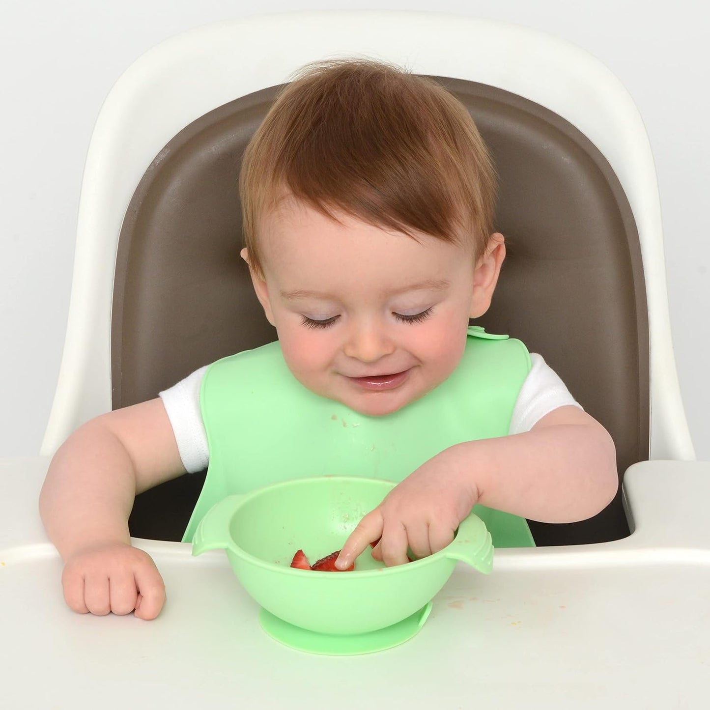 PrimaStella Unbreakable Silicone Non-Slip Bowl and Chew Spoon Set for Babies and Toddlers (Rainbow Swirl)