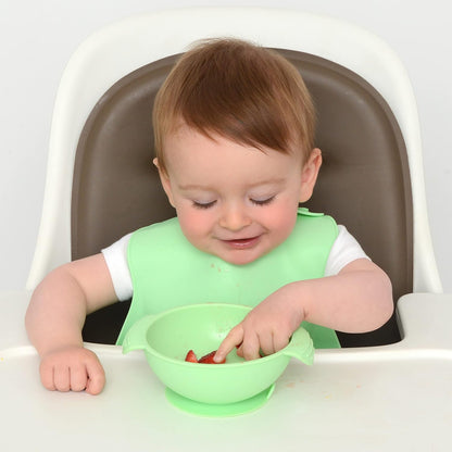 PrimaStella Unbreakable Silicone Non-Slip Bowl and Chew Spoon Set for Babies and Toddlers (Rainbow Swirl)