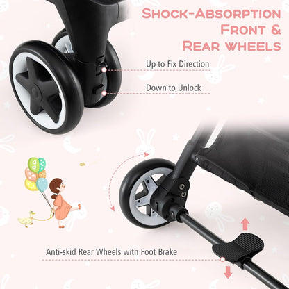 HONEY JOY Travel Stroller, One-Hand Quick Fold Lightweight Umbrella Stroller for Airplane, Wrist Wrap & Net, Multi-Position Recline, Overhead Friendly Compact Stroller for Newborn and Toddler(Gray)