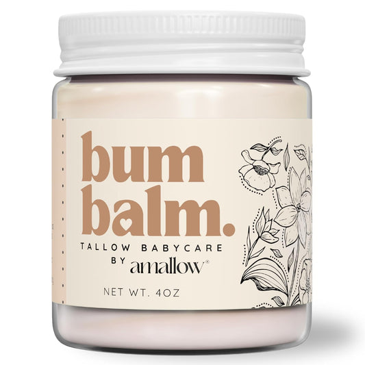 Amallow Baby Bum Balm - Diaper Area Cream for Sensitive, Rash-Prone Skin - Petroleum & Fragrance-Free - Gentle Moisturizing Balm - 4 oz