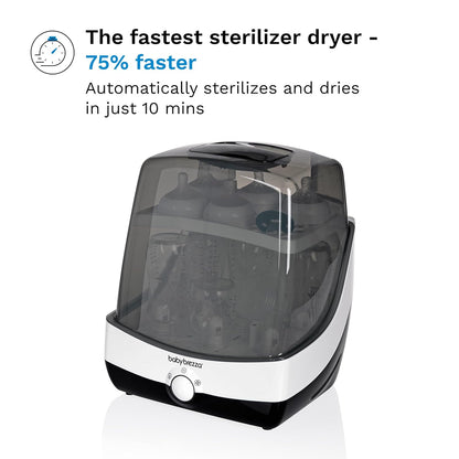 Baby Brezza Superfast 10 Minute Baby Bottle Sterilizer + Dryer - 75% Faster – Universal Electric Steam Sterilization for All Bottles, Pacifiers + Breast Pump Parts