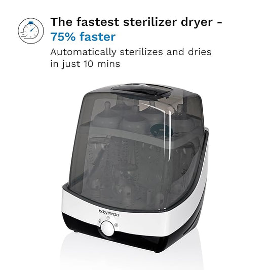 Baby Brezza Superfast 10 Minute Baby Bottle Sterilizer + Dryer - 75% Faster – Universal Electric Steam Sterilization for All Bottles, Pacifiers + Breast Pump Parts