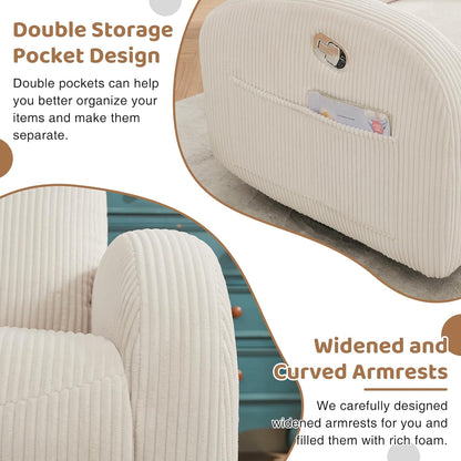 Nursery Glider Recliner, Power Swivel Rocking Recliner with USB & Type-C Port, Swivel Nursering Reclining Rocker with Double Pockets for Living Room, Camel Chenille