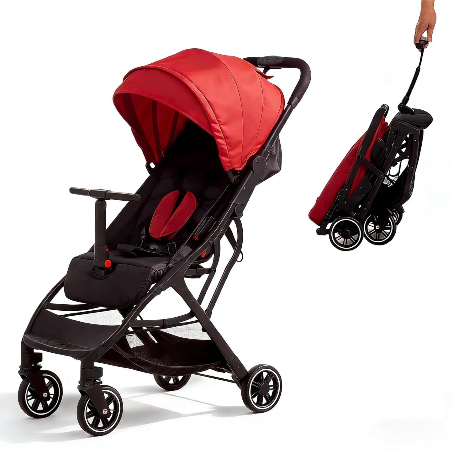 COOL KIDS Portable Stroller with Automatic Fold,Lightweight Umbrella Stroller with Pop Out Sun Canopy,Compact for Travel(Pink)