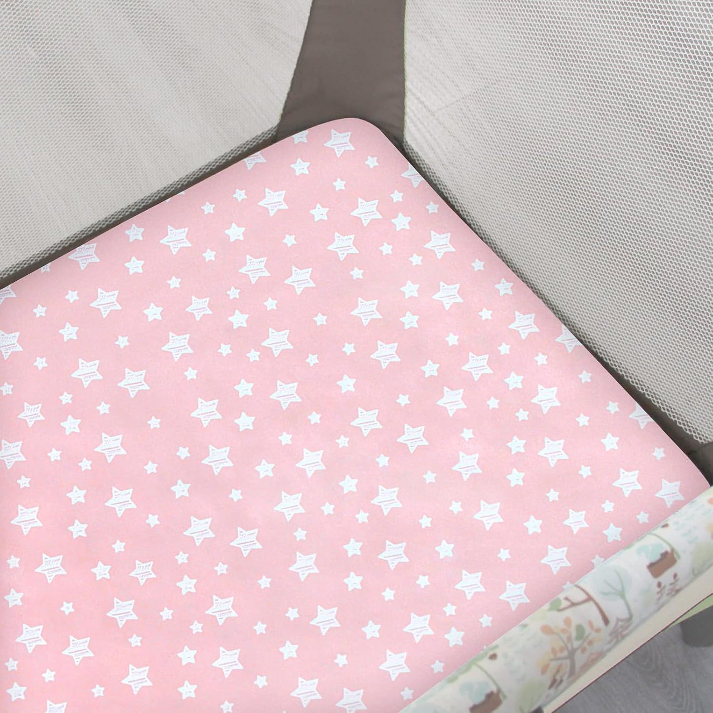 Pack and Play Sheets, 2 Pack Mini Crib Sheets, Stretchy Playard Fitted Sheet, Compatible with Graco Pack n Play, Soft and Breathable Material, Planet & Flower
