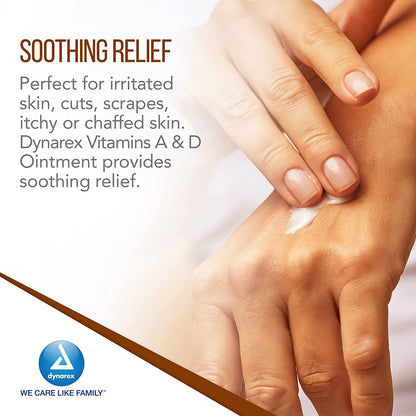 Dynarex Vitamins A & D Ointment, Ointment with Vitamin A and Vitamin D Skin Protectant, for Diaper Rash and Discomfort, White, 15 oz Jar